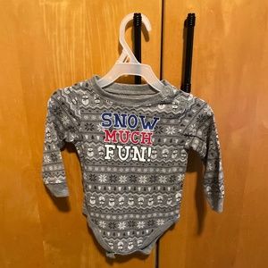 Garanimals Longsleeve Thermal Onesie (Light gray/Dark gray) 6-9 Months